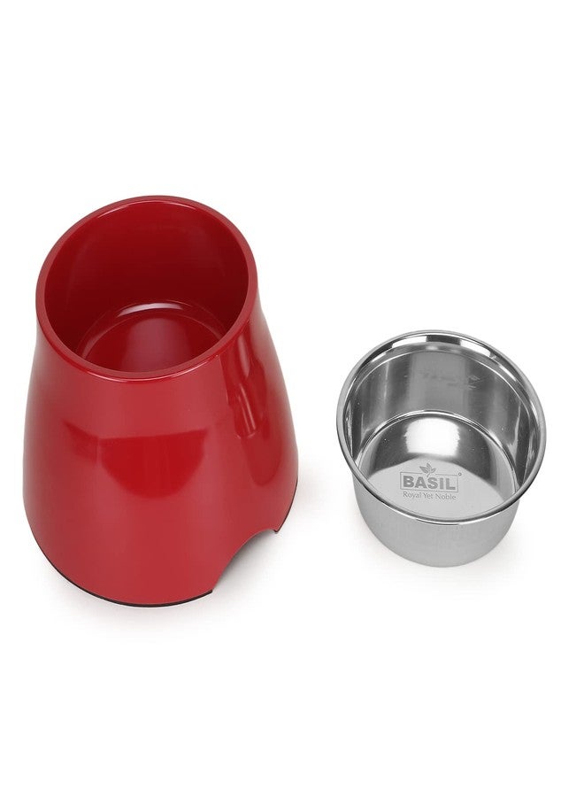 BASIL Stainless Steel Food Water Feeding Bowls (Elevated Bowl Red Color) for Bigger Ears Pets, Dogs, Puppy,19 cm,H_12 cm,W_19 cm, Small - Image 4